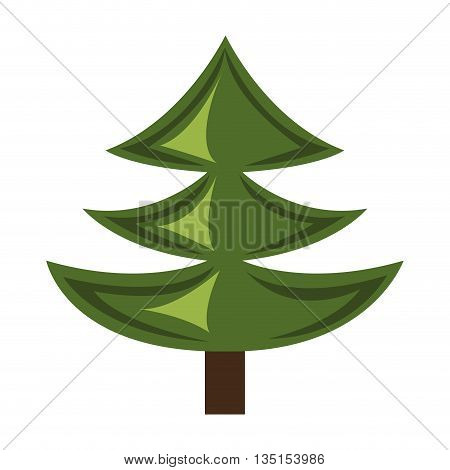 green pine tree with brown wooden log over isolated background, vector illustration