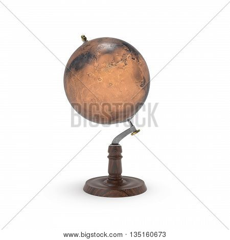 Globe map of mars 3d rendering on white backround