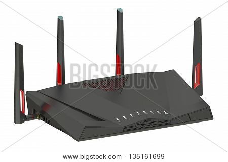 Wireless modern internet router 3D rendering isolated on white background