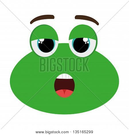 green avatar frog   with open mouth and red tongue over isolated backrgound, vector illustration