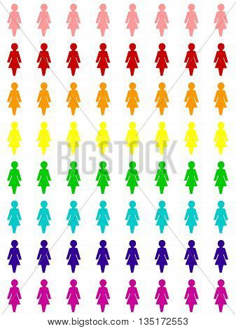 Abstract Creative Multi Coloured Female Figurine set