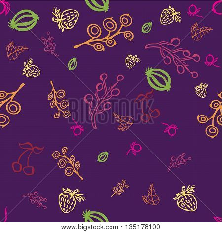 Seamless simple purple background with berries on it