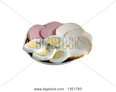  Uova, Sausauge e formaggio su un piatto