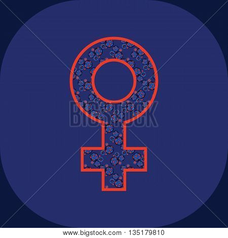 Bright blue and orange Venus symbol. Mirror of Venus