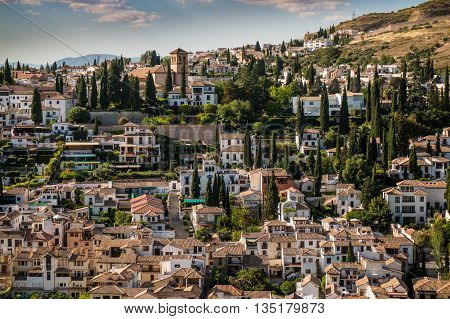 A magnificent panorama view from Alhambra in Granada Spain