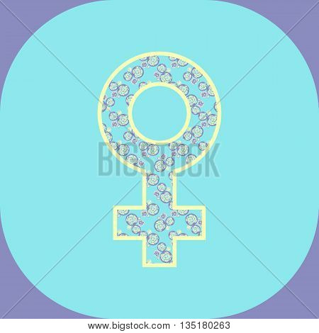 Bright blue and orange Venus symbol. Mirror of Venus