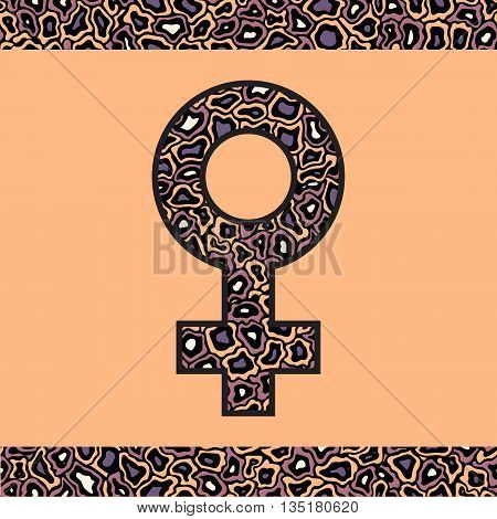 Orange and purple Venus symbol. Mirror of Venus