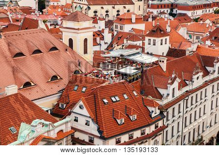 Houses with traditional red roofs