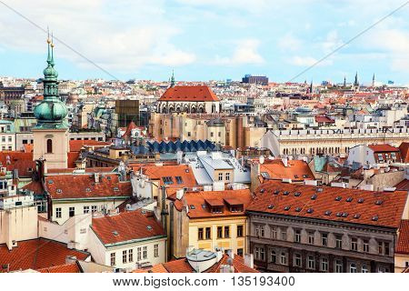 Houses with traditional red roofs