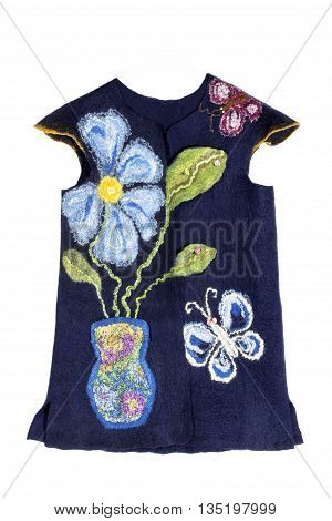 Children's vest felted wool on a white background