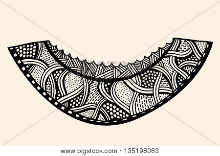 melon exotic fruit with abstract pattern. Vector illustration. Hand drawn Doodle artwork. Summer concept for party card, ticket, branding, logo, label. Black, beige color