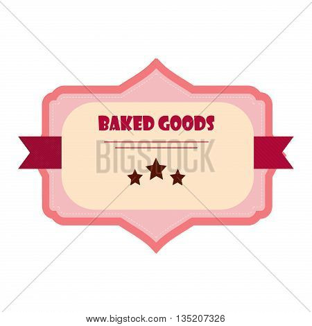 Vintage retro grunge food label vector illustration. Baked goods food label and retro design quality vintage label. Ribbon decoration web emblem baked product. Artwork ornament vintage label.