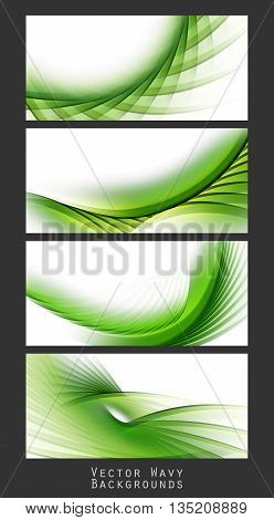 Bright vector backgrounds set. Wavy green lines, elements for design. Vector elements for presentations, brochures, annual reports. Eps10