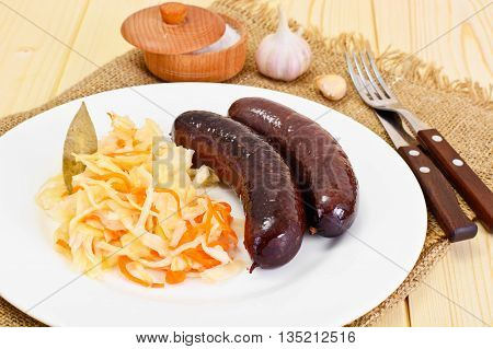 Black Pudding Kaszanka with Sauerkraut Studio Photo