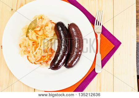 Black Pudding Kaszanka with Sauerkraut Studio Photo