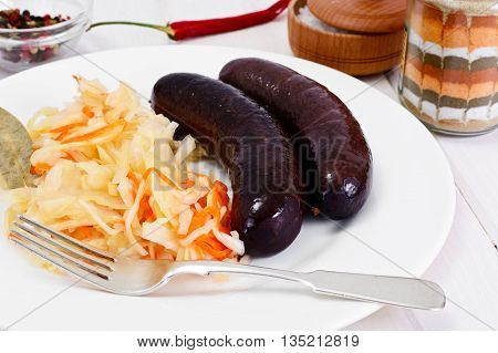 Black Pudding Kaszanka with Sauerkraut Studio Photo