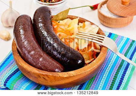 Black Pudding Kaszanka with Sauerkraut Studio Photo