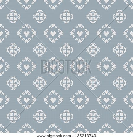 Seamless vector pattern heart tile on blue background