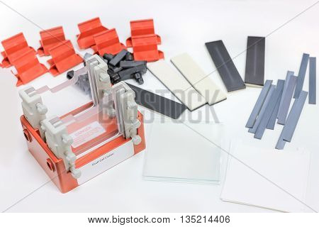 Polyacrylamide gel electrophoresis for separate biological macromolecules test mobility is a function of the length