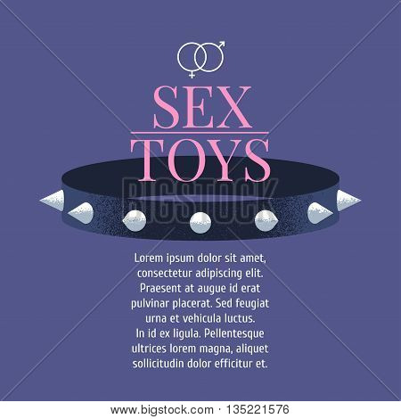 Sex toys vector illustration template. Bdsm design element, sex shop flyer