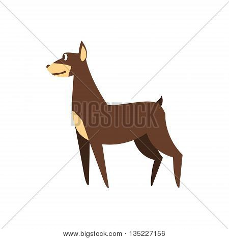 Pincher Dog Breed Primitive Cartoon Illustration In Simplified Vector Design Isolated On White Background