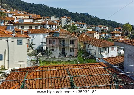 Panoramic view to village of Potamia, Thassos island,  East Macedonia and Thrace, Greece