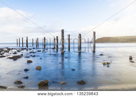 Old Jetty Ruins At Myponga Beach, South Australia
