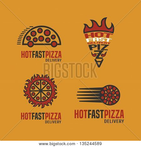 Pizza delivery set of vector logo emblems design element