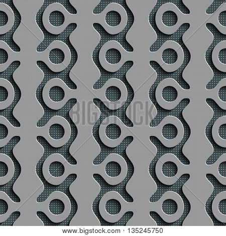 Seamless Curved Shape Pattern. Abstract Gray Background. Vector Regular Texture