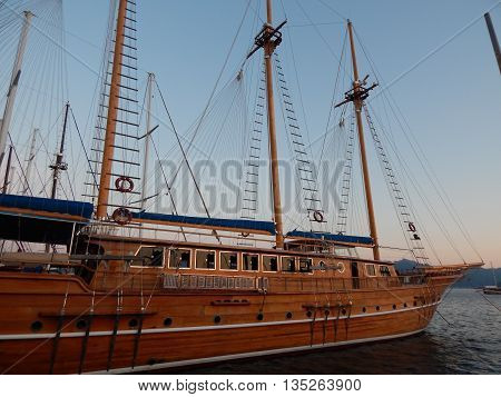 Yachting marina of Marmaris in Turkey resort town on the Aegean Sea
