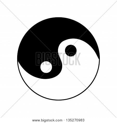 Sign yin and yang. Monochrome symbol of balance. Plane mark isolated on white background. Asian icon of harmony. Image concept of daoism. Stock vector illustration