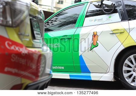 BANGKOK,THAILAND - JULY 16: A Google Maps car on view in central Bangkok as the internet giant announces the Thai capital has been added to its Street View utility on July 16,2013 in Bangkok,Thailand.