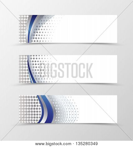 Set of banner design. Banner for header. Design of banner in silver style. Silver banner with blue wave design
