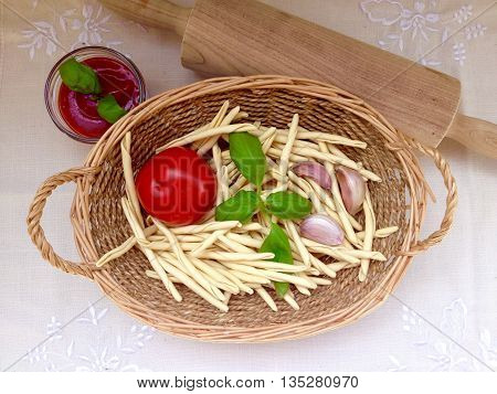 homemade Italian pasta ready to cook in the kitchen