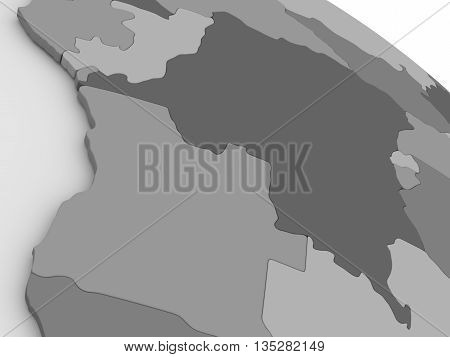 Democratic Republic Of Congo On Grey 3D Map