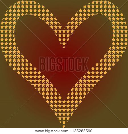 Heart of the stars on the gradient background