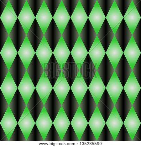 Pattern with rhombus .Green and black gradient.