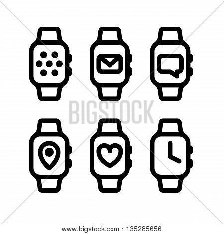 Smartwatch icons. Vector illustration of smart watches.