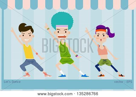 graphic vector  a group of dance cartoon style