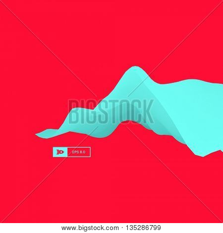 3D Wavy Background. Dynamic Effect. Abstract Vector Illustration. Design Template. Modern Pattern.