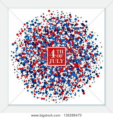4th of July festive banner on scatter circles background.