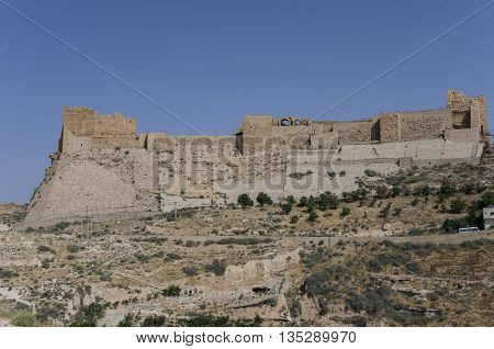 View To The Crusader Castle Kerak (al Karak) In Jordan