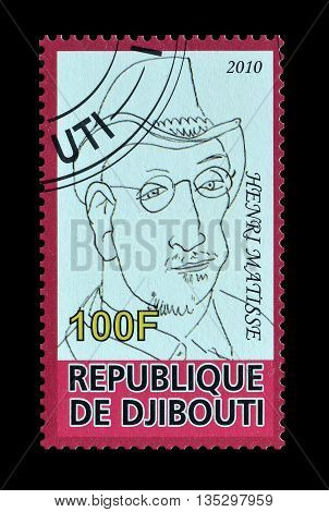 DJIBOUTI - CIRCA 2010 : Cancelled postage stamp printed by Djibouti, that shows Henri Matisse.
