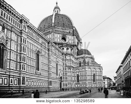 Italy Florence Cathedral in rainy day from street