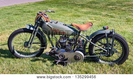 GROSSE POINTE SHORES MI/USA - JUNE 19 2016: A 1926 Harley-Davidson FL 