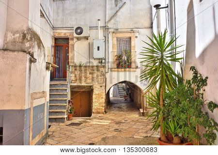 Perspective of an alleyway of Turi. Puglia. Italy.