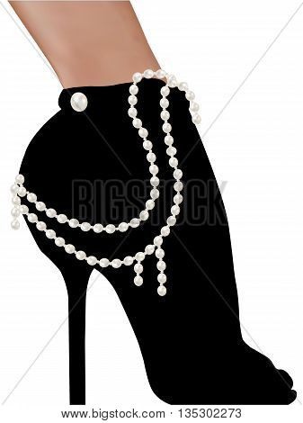 stylish silhouette beautiful woman shoes high heels isolated on white background