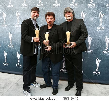 NASHVILLE, TN-SEP 1: (L-R) Ted Gentry, Jeff Cook and Randy Owen of Alabama attend the 9th Annual ACM Honors at the Ryman Auditorium on September 1, 2015 in Nashville, Tennessee.