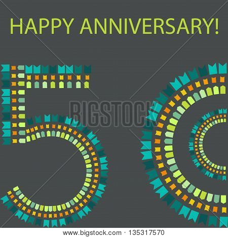 Happy anniversary. Fifty years old. Vector illustration.