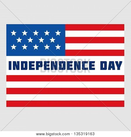 Independence day color badge in USA flag style background. Flat 4th july congratulation vector illustration